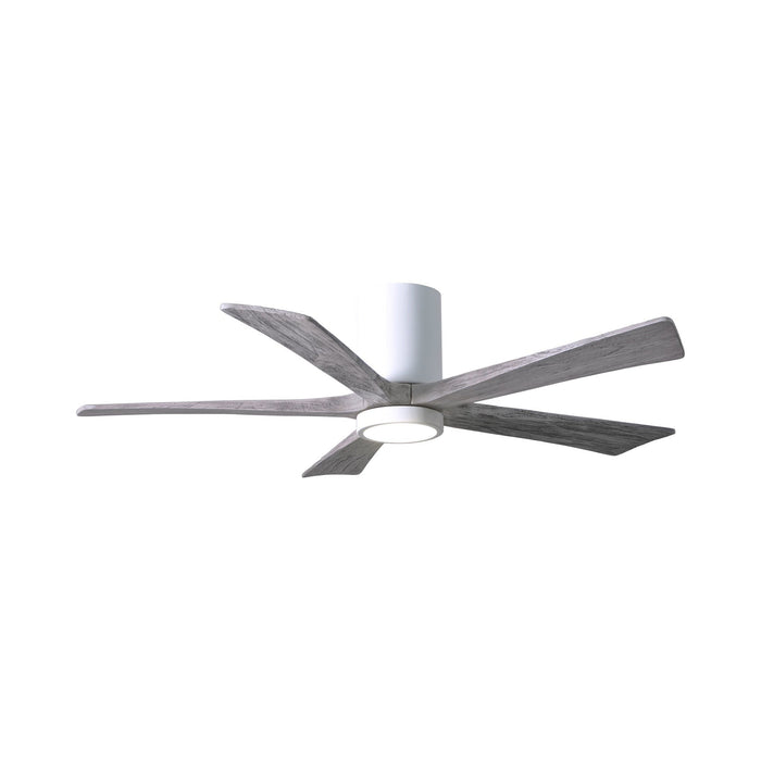 Irene IR5HLK 52-Inch Indoor / Outdoor LED Flush Mount Ceiling Fan in Gloss White/Barn Wood.