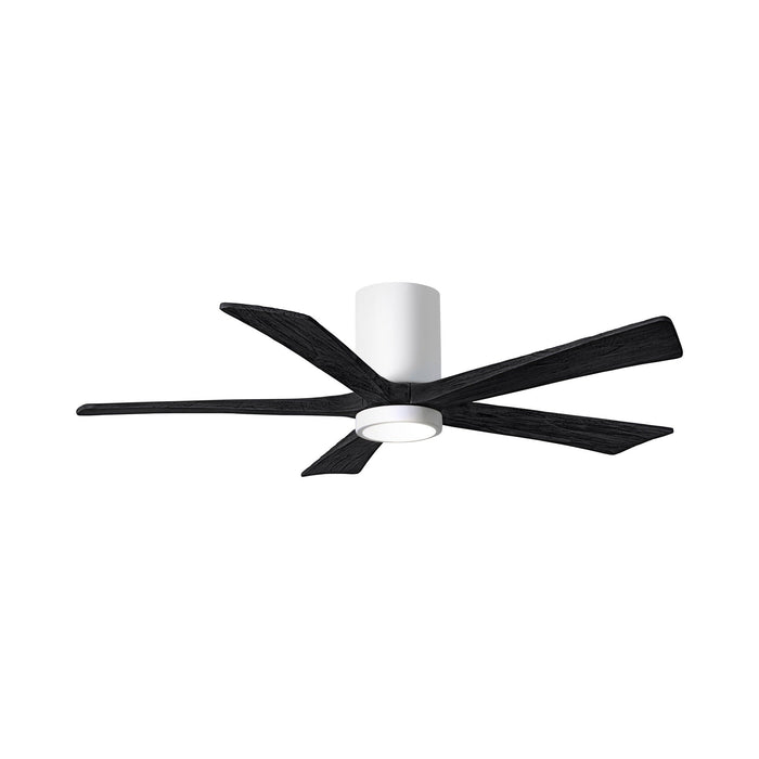 Irene IR5HLK 52-Inch Indoor / Outdoor LED Flush Mount Ceiling Fan in Gloss White/Matte Black.