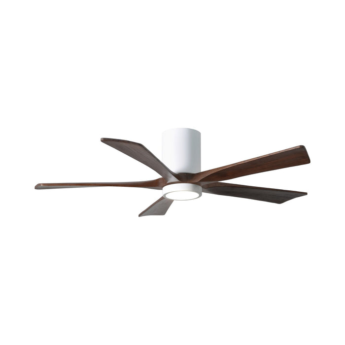 Irene IR5HLK 52-Inch Indoor / Outdoor LED Flush Mount Ceiling Fan in Gloss White/Walnut.