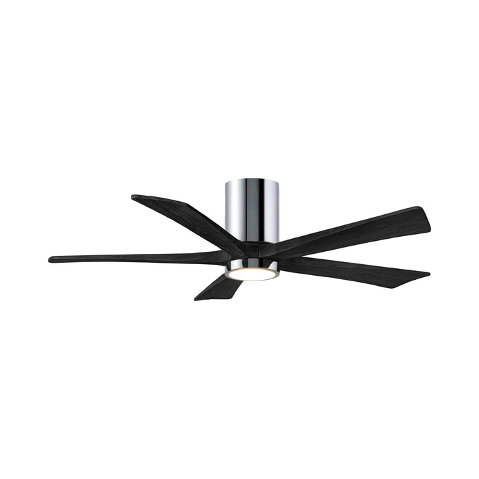 Irene IR5HLK 52-Inch Indoor / Outdoor LED Flush Mount Ceiling Fan in Polished Chrome/Matte Black.