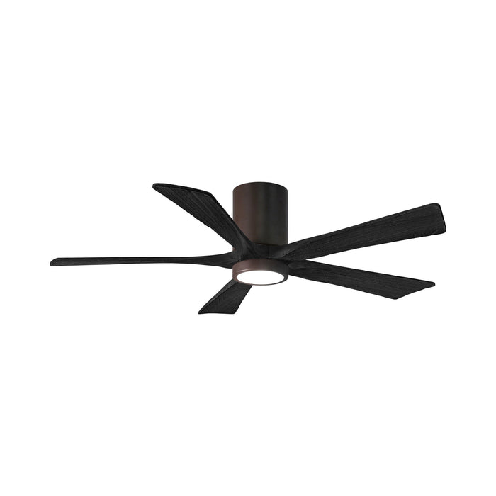 Irene IR5HLK 52-Inch Indoor / Outdoor LED Flush Mount Ceiling Fan in Textured Bronze/Matte Black.
