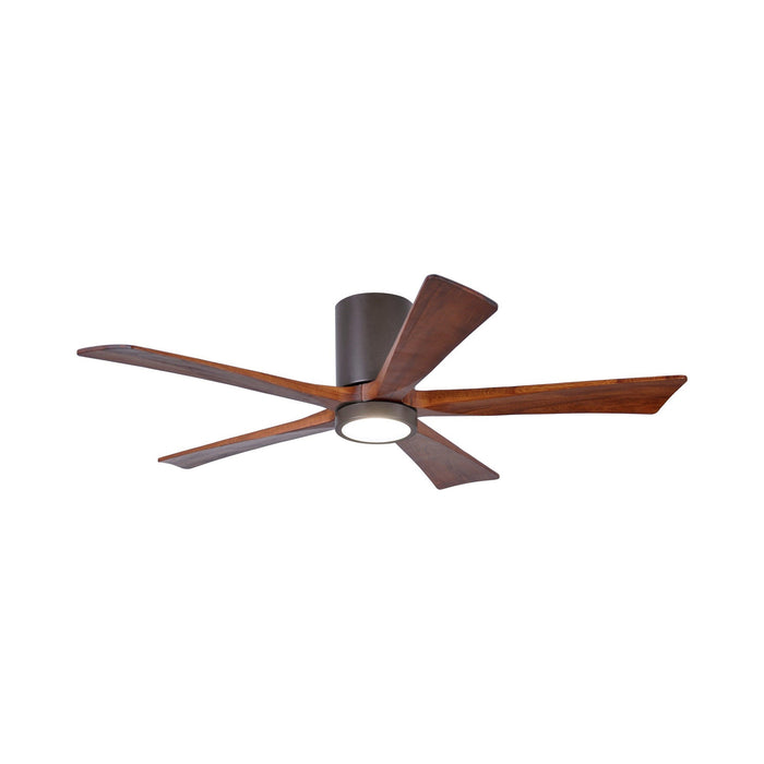 Irene IR5HLK 52-Inch Indoor / Outdoor LED Flush Mount Ceiling Fan in Textured Bronze/Walnut.