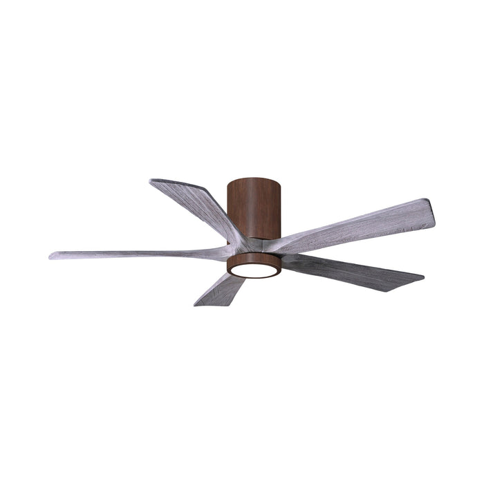 Irene IR5HLK 52-Inch Indoor / Outdoor LED Flush Mount Ceiling Fan in Walnut Tone/Barnwood Tone.