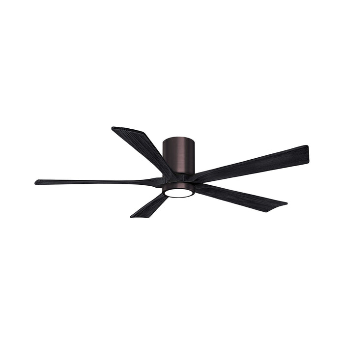 Irene IR5HLK 60-Inch Indoor / Outdoor LED Flush Mount Ceiling Fan in Brushed Bronze/Matte Black.