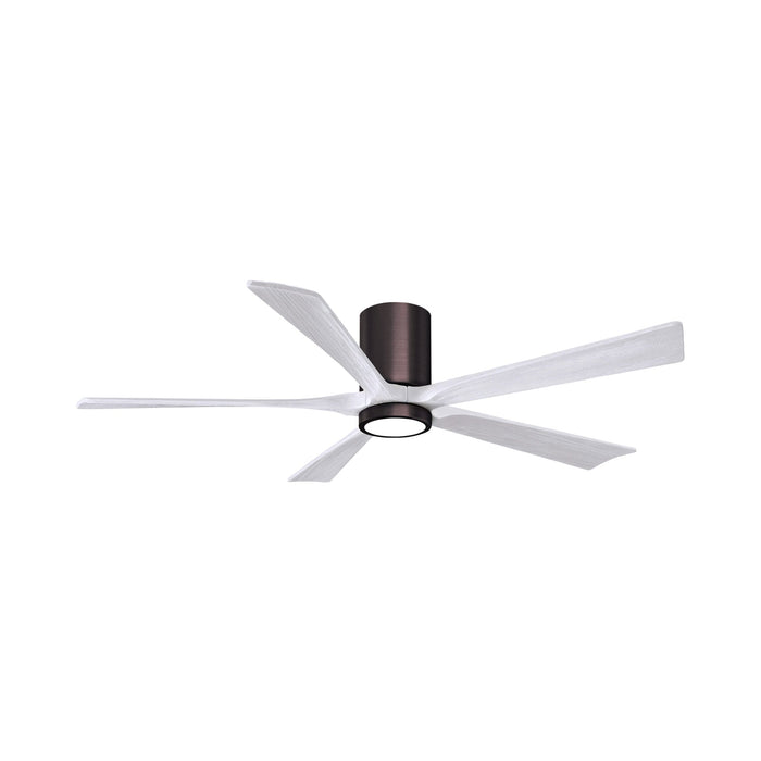 Irene IR5HLK 60-Inch Indoor / Outdoor LED Flush Mount Ceiling Fan in Brushed Bronze/Matte White.