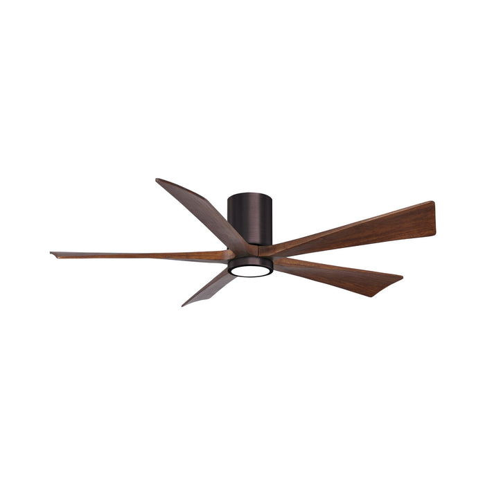 Irene IR5HLK 60-Inch Indoor / Outdoor LED Flush Mount Ceiling Fan in Brushed Bronze/Walnut Tone.