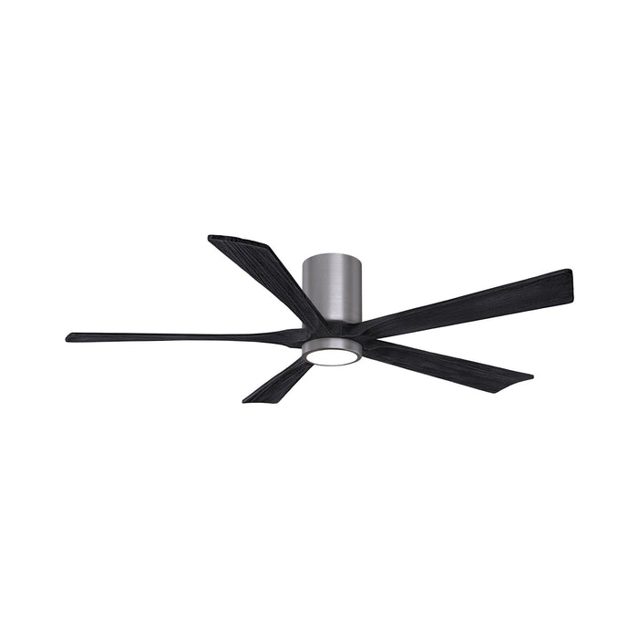 Irene IR5HLK 60-Inch Indoor / Outdoor LED Flush Mount Ceiling Fan in Brushed Pewter/Matte Black.