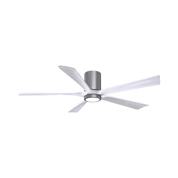 Irene IR5HLK 60-Inch Indoor / Outdoor LED Flush Mount Ceiling Fan in Brushed Pewter/Matte White.