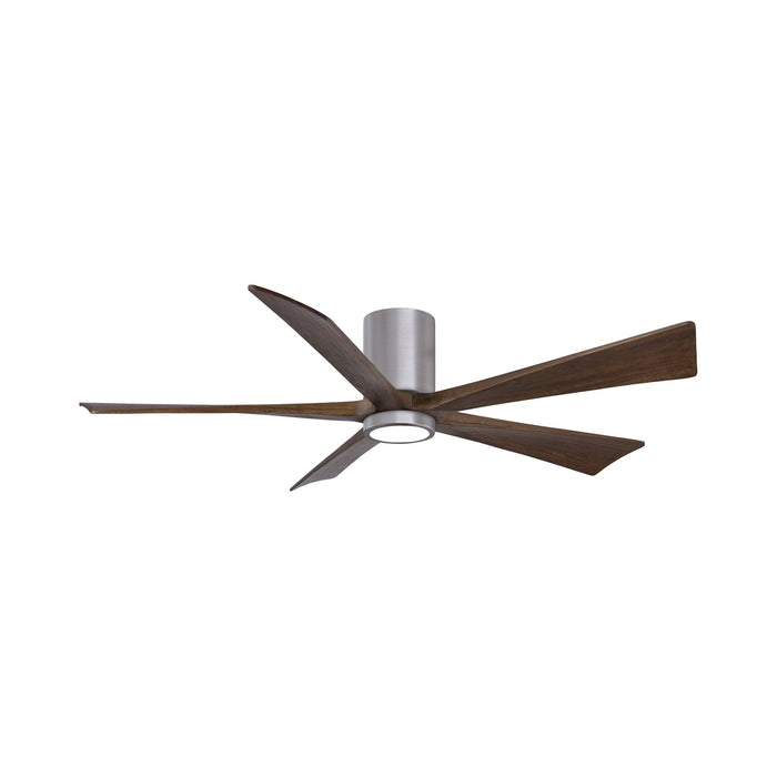 Irene IR5HLK 60-Inch Indoor / Outdoor LED Flush Mount Ceiling Fan in Brushed Pewter/Walnut.