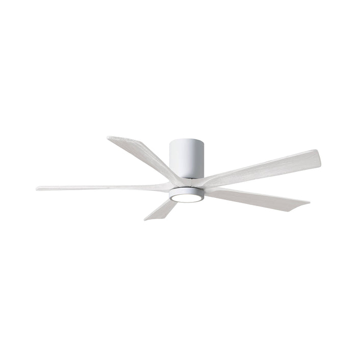 Irene IR5HLK 60-Inch Indoor / Outdoor LED Flush Mount Ceiling Fan in Gloss White/Matte White.