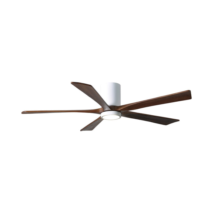 Irene IR5HLK 60-Inch Indoor / Outdoor LED Flush Mount Ceiling Fan in Gloss White/Walnut.
