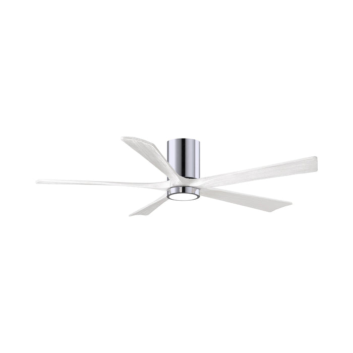Irene IR5HLK 60-Inch Indoor / Outdoor LED Flush Mount Ceiling Fan in Polished Chrome/Matte White.