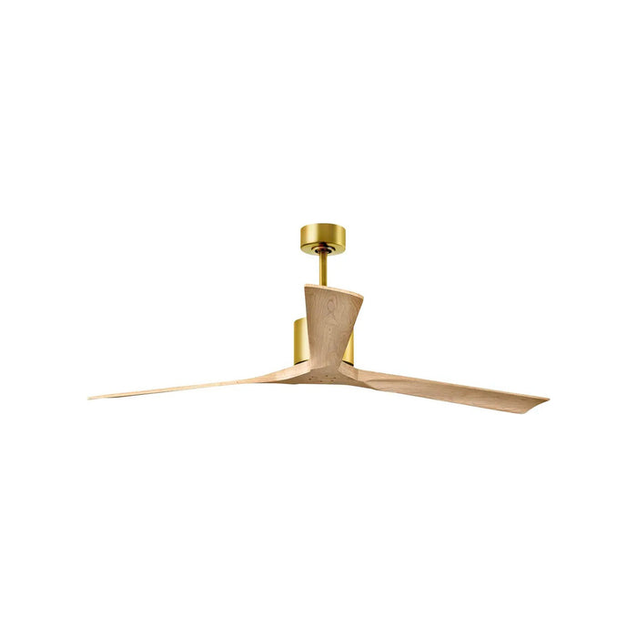 Nan XL Indoor / Outdoor Ceiling Fan in Brushed Brass/Light Maple Tone (72-Inch).