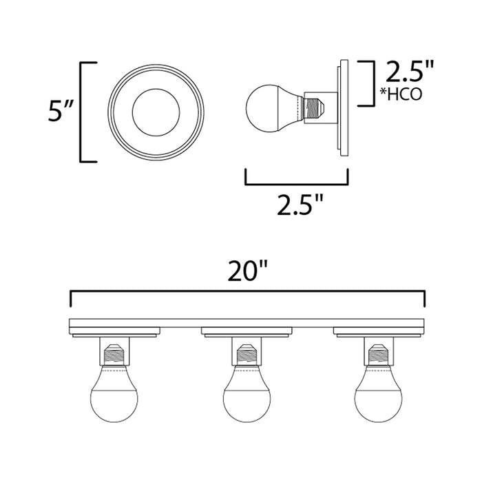 Hollywood Wall Light - line drawing.