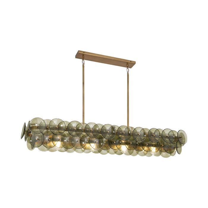 Loren Linear Chandelier in Weathered Brass (Green Vintage).