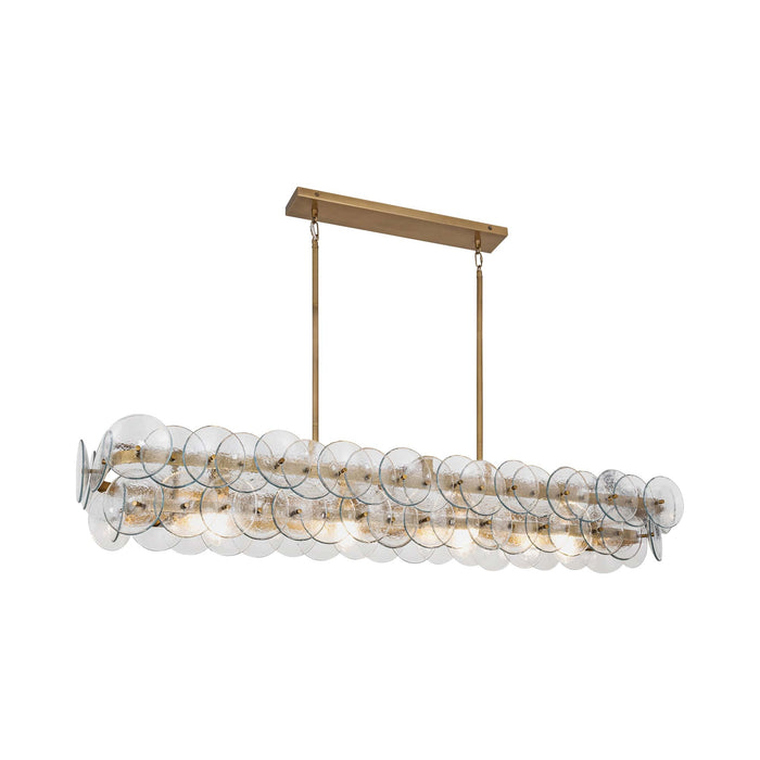 Loren Linear Chandelier in Weathered Brass (Textured Clear).