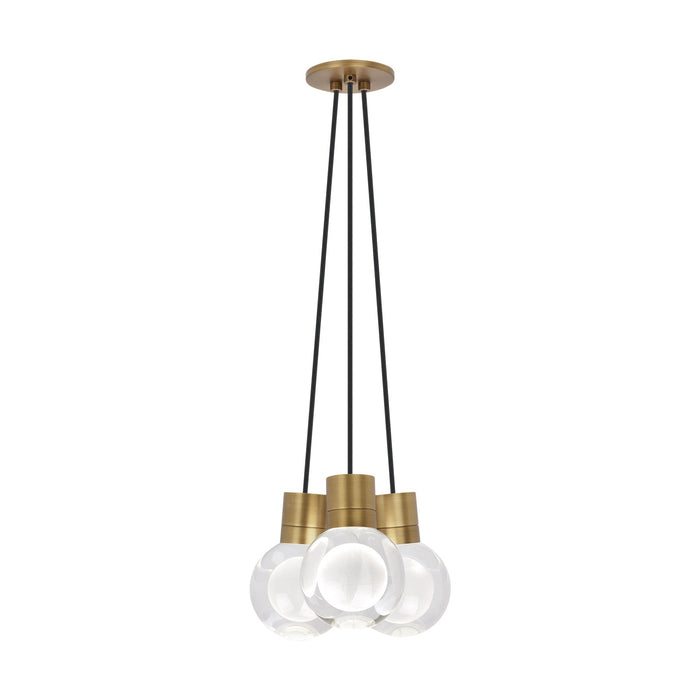 Mina 3-Light LED Pendant Light in Black/Aged Brass.