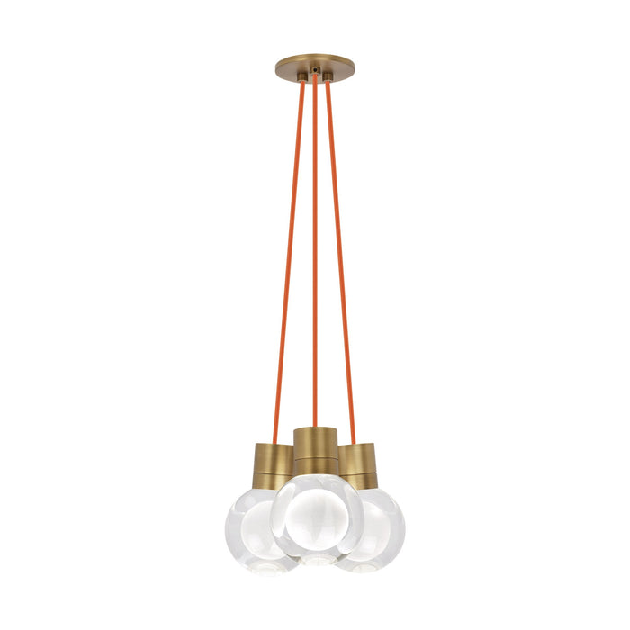 Mina 3-Light LED Pendant Light in Orange/Aged Brass.