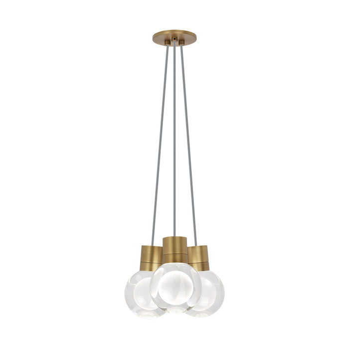 Mina 3-Light LED Pendant Light in Gray/Aged Brass.