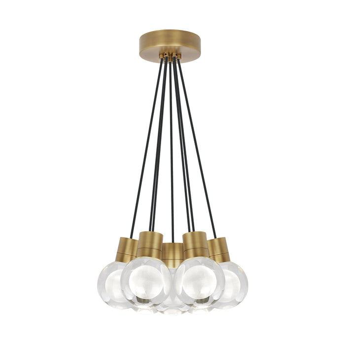 Mina 7-Light LED Pendant Light in Black/Aged Brass.