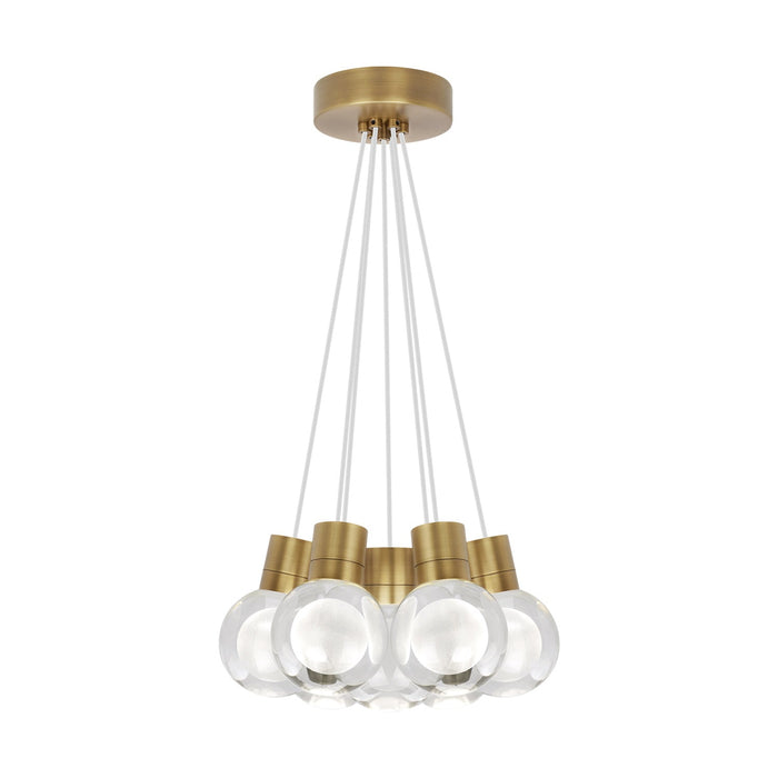 Mina 7-Light LED Pendant Light in White/Aged Brass.