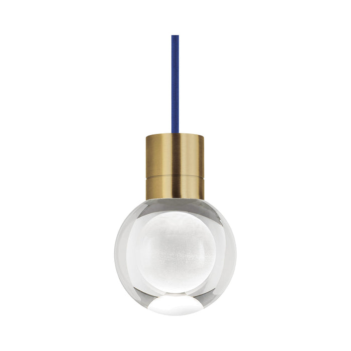 Mina Single LED Pendant Light in Blue/Aged Brass/3000K.
