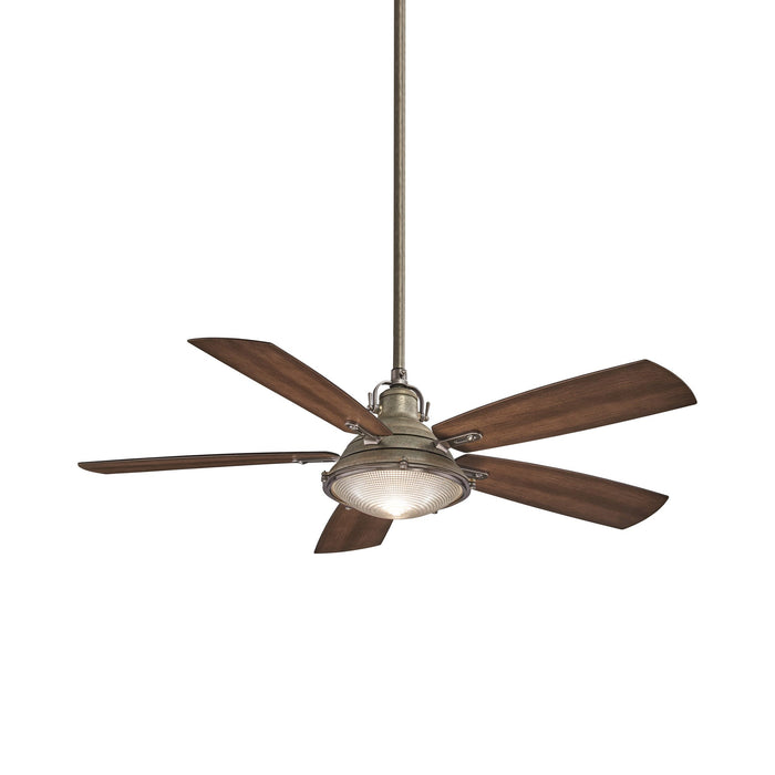 Groton LED Ceiling Fan in Weathered Aluminum/Pewter.
