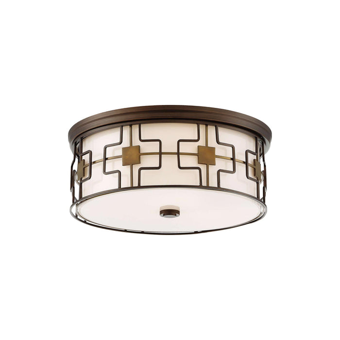 846-L LED Flush Mount Ceiling Light in Dark Brushed Bronze with Aged Brass (Small).