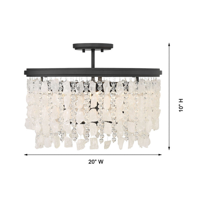 Shimmering Elegance Semi Flush Mount Ceiling Light - line drawing.