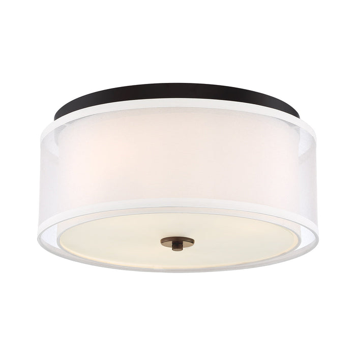 Studio 5 Flush Mount Ceiling Light in Painted Bronze with Natural Brushed Brass.