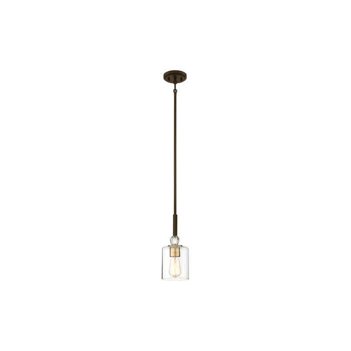 Studio 5 Mini Pendant Light in Painted Bronze with Natural Brushed Brass (Small).