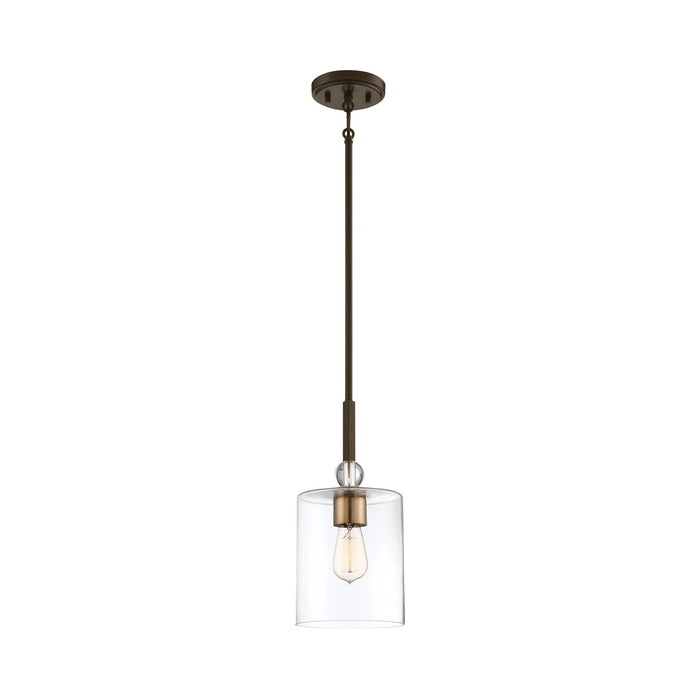 Studio 5 Mini Pendant Light in Painted Bronze with Natural Brushed Brass (Large).