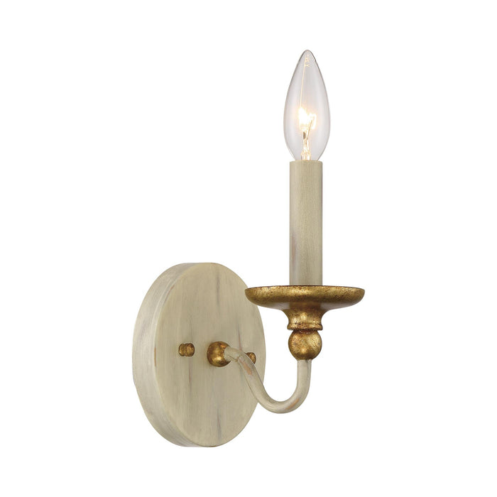 Westchester County Wall Light in Farmhouse White with Gilded Gold Leaf (1-Light).