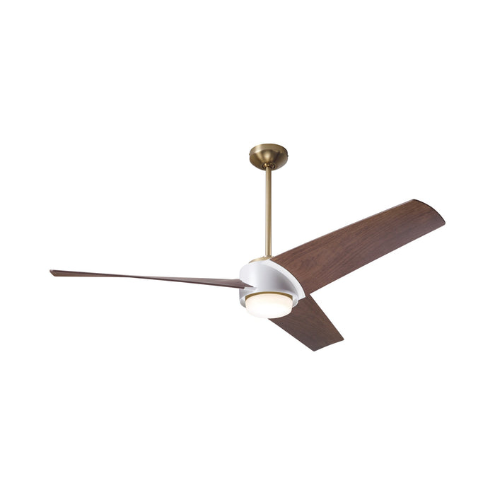 Ambit DC LED Ceiling Fan in Satin Brass/Matte White (Mahogany Blade).