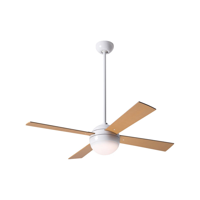 Ball 42-Inch Ceiling Fan in Gloss White/Maple (LED).
