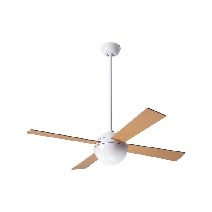 Ball 42-Inch Ceiling Fan in Gloss White/Maple (Non-LED).