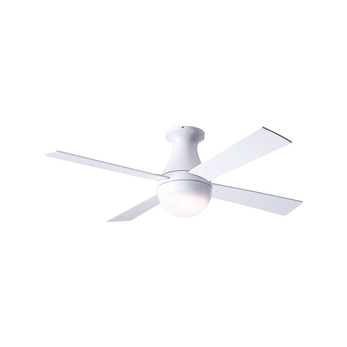 Ball 42-Inch Flush Mount Ceiling Fan in Gloss White/White (LED).