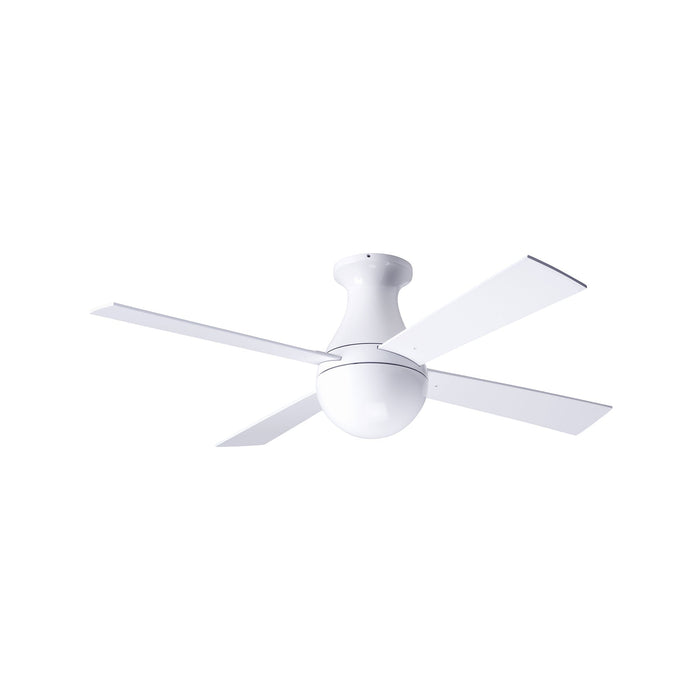 Ball 42-Inch Flush Mount Ceiling Fan in Gloss White/White (Non-LED).