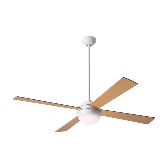 Ball 52-Inch Ceiling Fan in Gloss White/Maple (LED).