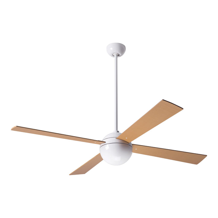 Ball 52-Inch Ceiling Fan in Gloss White/Maple (Non-LED).