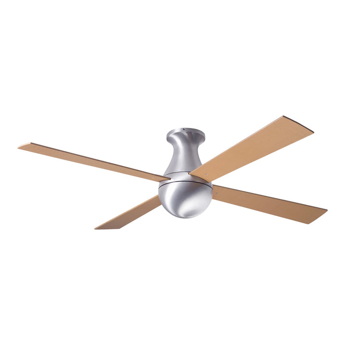 Ball 52-Inch Flush Mount Ceiling Fan in Brushed Aluminum/Maple (Non-LED).