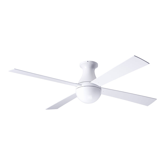 Ball 52-Inch Flush Mount Ceiling Fan in Gloss White/White (Non-LED).