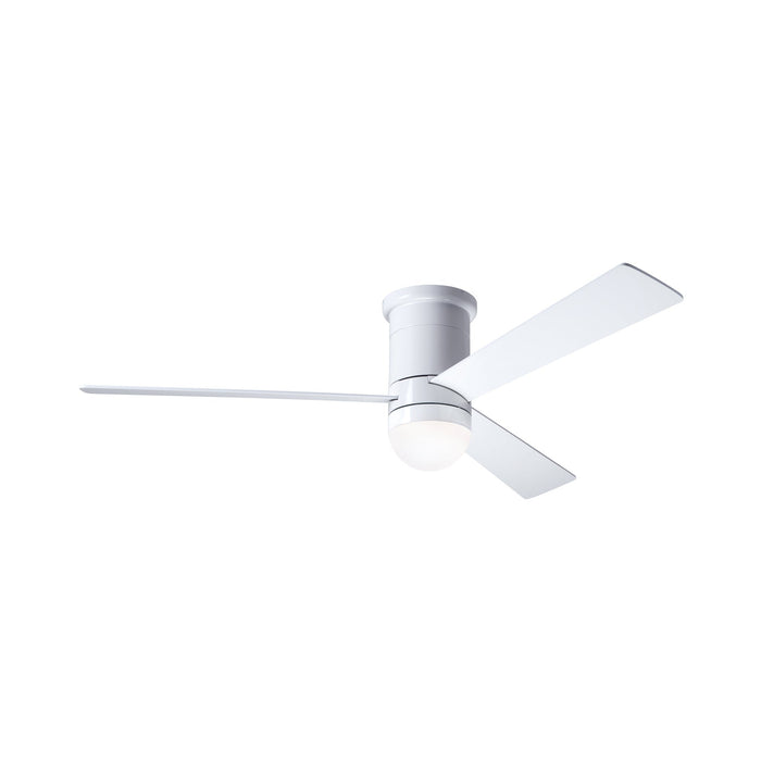 Cirrus DC LED Flush Mount Ceiling Fan in Gloss White (White).