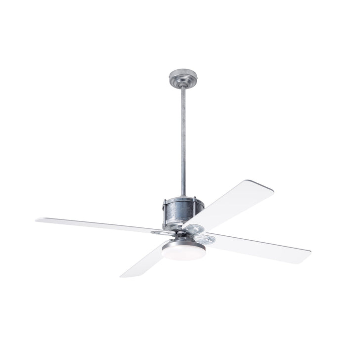 Industry DC LED Ceiling Fan in Galvanized/White.