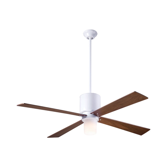 Lapa LED Ceiling Fan in Gloss White/Mahogany.