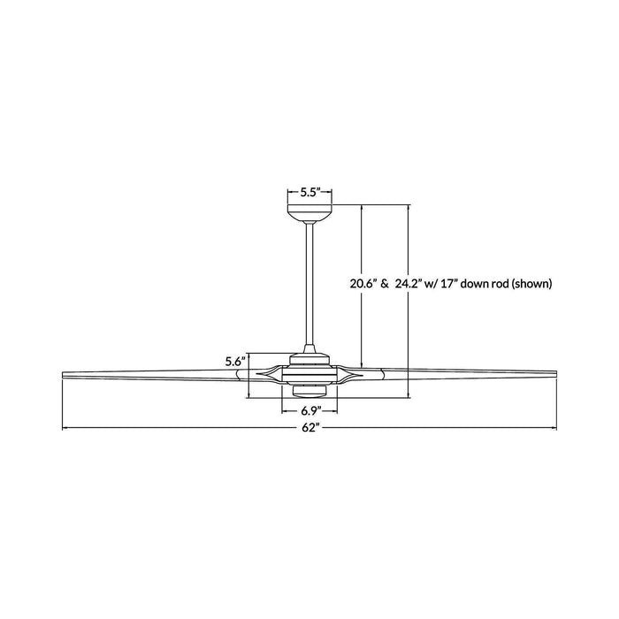 Torsion 62-Inch Ceiling Fan - line drawing.