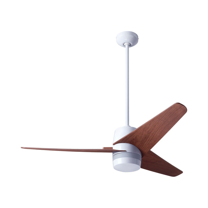 Velo DC Ceiling Fan in Gloss White/Mahogany.