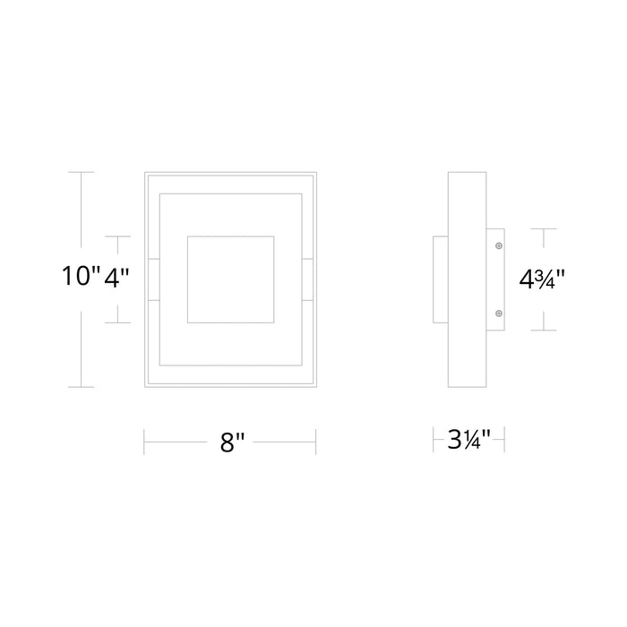 Boxie Outdoor LED Wall Light - line drawing.