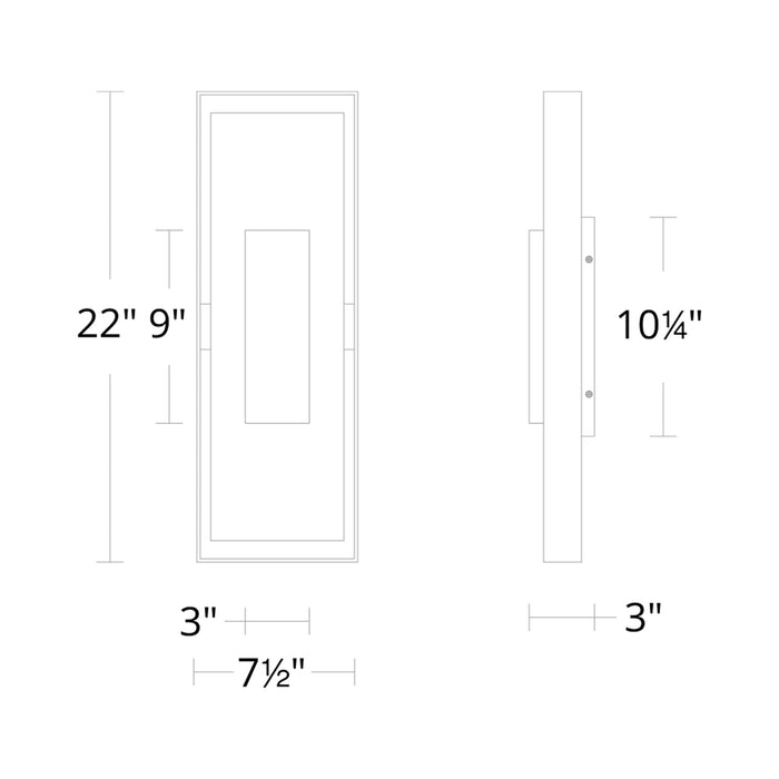 Boxie Outdoor LED Wall Light - line drawing.