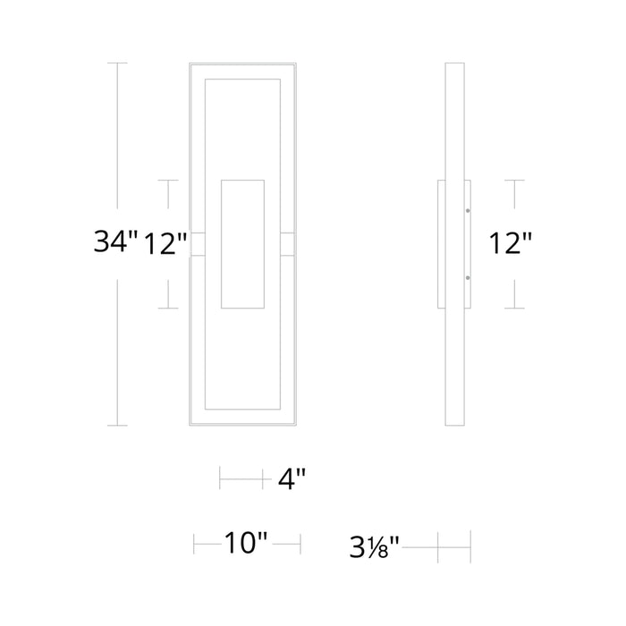 Boxie Outdoor LED Wall Light - line drawing.